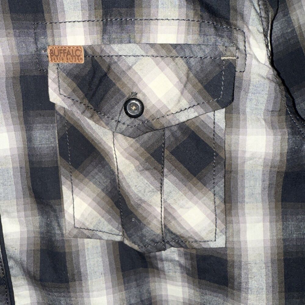 Buffalo David Bitton Shirt Medium Plaid Long Sleeve Back Graphic Button Up NWT - Picture 5 of 16